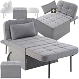 tectake® 4 in 1 gemütlicher Hocker mit Schlaffunktion, Sofa, Sessel oder Lounger, 6-Fach klappbar,...