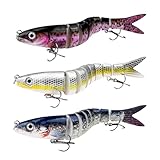 Ghazpmuk 3 Stück Angelköder, Kunstköder Wobbler, Mehrgelenkige Barsch Hecht Köder Set,...