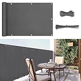 Sunula Balkon Sichtschutz Blickdicht 90x300cm, PES Balkonverkleidung Windschutz Ohne Bohren,...