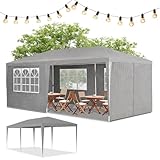 Juskys Partyzelt 3x6 m mit 6 abnehmbaren Seitenwänden & Dach - 18 m² - 12 Erdhaken & 6 Seile -...
