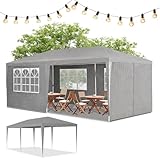 Juskys Partyzelt 3x6 m mit 6 abnehmbaren Seitenwänden & Dach - 18 m² - 12 Erdhaken & 6 Seile -...