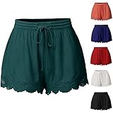 Shorts Damen Sommer Lässige Kurze Hose High Waist Kordelzug Elastische Taille Baggy Shorts...