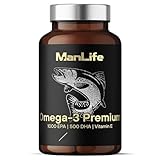 Omega-3 Premium Fischöl 2000 mg hochdosiert – 1500 mg Omega-3 mit 1000 mg EPA & 500 mg DHA mit...