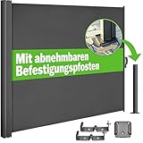 Casaria® Seitenmarkise Nosara 160x300cm Ausziehbar Blickdicht Sonnenschutz Markise Balkon Terrasse...