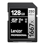 Lexar LSD128CB1667 SDXC-Karte, 128 GB Silver Series, 1667x UHS-II Klasse 10, U3, V60, maximale Lese:...