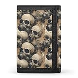TZTTZT Coole Geldbörse mit Totenkopf-Aufdruck für Herren, 8 Kreditkartenfächer, schmal,...