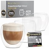 Lemontree 4er Set Cappuccino Tassen 250ml - Gastronomie Qualität - 180 Grad spülmaschinenfest und...