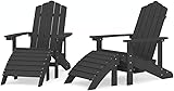 Anthrazit Garten Adirondack Stühle mit Fußhockern, witterungsbeständiges HDPE-Material,...