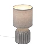 BRILONER - Tischlampe mit Stoffschirm, Kabelschalter, Keramikfuß, Lampe, Nachttischlampe,...