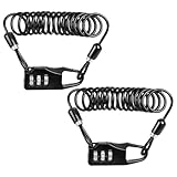 HOODANCOS 2 Stück Fahrrad Codeschloss 3 Stelliges Zahlenschloss Kabelschloss aus Stahlseil Flexibel...