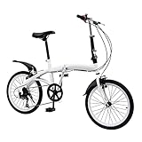 20 Zoll Erwachsene Faltrad 7-Gang-Faltrad Camping Citybike weiß, Faltrad für Männer und Frauen...