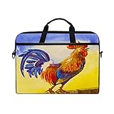 linomo Computertasche im Vintage-Stil mit Hahn, Huhn, Aktentasche, Kuriertasche,...