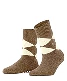 Burlington Damen Cosy Argyle W HP Wolle Rutschhemmende Noppen 1 Paar Stoppersocken, Braun (Amber...