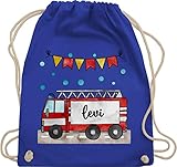 Turnbeutel Rucksack - Feuerwehr - Feuerwehrauto - Geschenk - Unisize - Royalblau - name beutel...