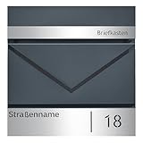 SONGMICS Briefkasten personalisiert, mit Namensschild, Hausnummernschild, Postkasten, Zeitungsfach,...