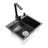 TESUGN Spülbecken Schwarz 40 * 45 cm, Küchenspüle Edelstahl Rechteckig, Moderne Edelstahlspüle,...