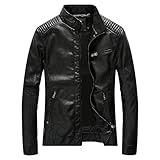 ZDJSWJ Herren Stehkragen aus Leder, Motorradjacke, Futter, Bombe, Polyurethan, Mopedjacke, Vintage,...