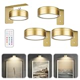 Bilderleuchte Kabellos – 3 Stück Batterie LED Wandleuchte für Kunstwerke, Magnetische...