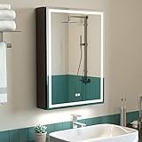 KWW 50 x 70 cm LED Beleuchtetes Badezimmer Medizin Kabinett mit Spiegel, Farbtemperatur Einstellbar,...