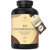 Bio Flohsamenschalen Kapseln - 360 Kapseln (je 750mg) - 4500mg hochdosierte Tagesdosis -...