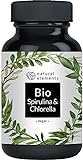 Bio Spirulina & Chlorella Presslinge - 500 Tabletten - Zertifiziert Bio, laborgeprüft, ohne...