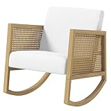 HOMCOM Schaukelstuhl Schaukelsessel mit Rattan-Dekor, Relaxsessel Wohnzimmersessel mit...