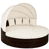 Casaria® Sonnenliege Sonneninsel 230cm XXL Extra Groß Wetterfest Mit Dach & 4 Kissen Relaxliege...
