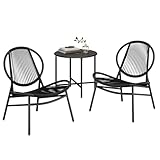 SONGMICS Balkonmöbel, 3er Set, Gartenmöbel-Set, aus PE-Polyrattan, Outdoor, mit Tisch, 2 Stühlen,...