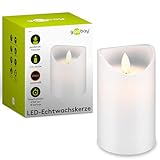 Goobay 66519 LED Kerze mit Timerfunktion / Warmes Licht LED Stumpenkerze / LED Echtwachskerzen...