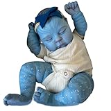 Jorzer Babypuppen-Set, 50, 8 cm, realistische, weiche, Blaue Babypuppe mit Schnuller, Stillflasche,...