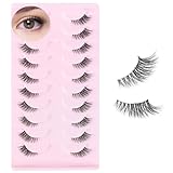 YPYMOD 10 Paar Halbe Wimpern Natürlich Künstliche Cat Eye Klare Band Half Cateye Flauschige...