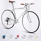 700C Rennrad, Single Speed Retro City Stadt Fahrrad, Rahmen aus Kohlenstoffstahl, Leichtes Fahrrad...