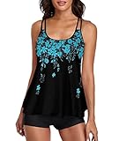 wihnsinop Tankini Damen Bauchweg Bademode Set Freizeit Badeanzug Tankinis Zweiteiler Sets Sommer...