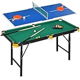 SPORTNOW Multigame Spieletisch 2-in-1 Multifunktionstisch inkl. Tischtennis Billardtisch mit...