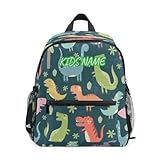 HMZXZ Custom Kids Kleinkind Mini Rucksack für Mädchen Jungen Lustige Dinosaurier Blumen...