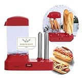 Hot Dog Maker für 6 Würstchen - Hot-Dog Maschine mit abnehmbaren Wärmebehälter -...