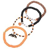 PACKOVE Halloween Perlen Armband für Damen Elastische Polymer Clay Armbänder mit Kürbis Charms...