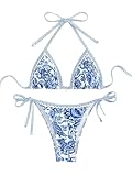 BYFINECANY Damen-Badeanzug, Blumenmuster, Neckholder, Paisleymuster, Sommer-Badeanzug, Bikinis-Set,...