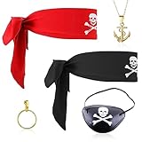 SKHAOVS Piraten Kostüm Zubehör Set - Vintage Piraten Accessoires, Augenklappen, Bandana, Kopftuch,...