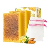 Kurkuma Seife - Kojic Acid Soap - Lemon Turmeric Soap - 2 Stück Kernseife Natur für Gesicht und...