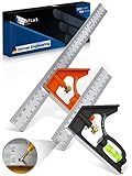 Atlas Armand® Kombinationswinkel Set 150mm & 300mm + Einzigartige Lochreihe für Streichmaß -...