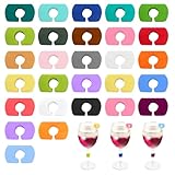 28 Stück Glasmarkierer, Glas Markierung Trinkgläser, Glasmarker Silikon, Wiederverwendbar Glas...