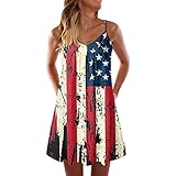 Unabhängigkeitstag für Damen, amerikanischer 4. Juli, bedrucktes Boho-Sommerkleid für Damen,...