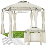 tectake® Pavillon rund Ø 3,5m, Partyzelt mit Dach und Seitenteilen, inkl. Befestigungsmaterial,...