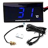 TOTMOX Universelles digitales LED-Motorradthermometer mit Sensor, Wassertemperaturanzeige 0-120 ℃...
