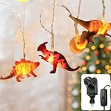 CozyHome Dino Lichterkette Kinderzimmer Deko - 12 LED Figuren & 4 Meter Strombetrieben I Bett...