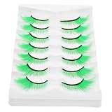 Healvian 7 Paare Falsche Wimpern Grüne Cat Eye Wimpern für Karneval und Patrick Day und Party Make...