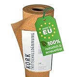 EKB-Kork Trittschalldämmung 15x1m 2mm stark I natürliche Dämmunterlage I Rollenkork für Parkett...