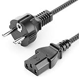 deleyCON 2m Kaltgerätekabel - Nylon Kabel - Netzkabel Stromkabel Kaltgeräte Strom Kabel 3 Polig...