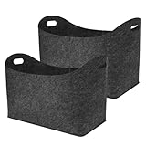 Holzkorb – Holzkorb | Kaminholzkörbe aus Filz | Set mit 2 Kaminholz-Tragetaschen | Faltbarer...